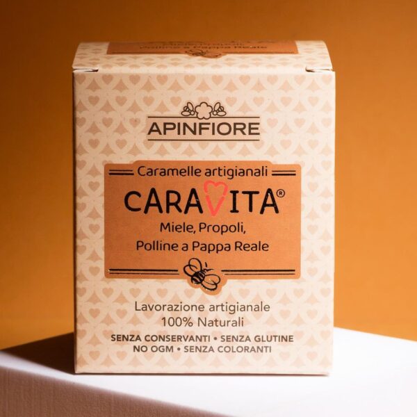 Apinfiore Caramella CARAVITA Miele, Pappa Reale, Polline, Propoli - CARAVITA Bonbóny med, mateří kašička, pyl, propolis