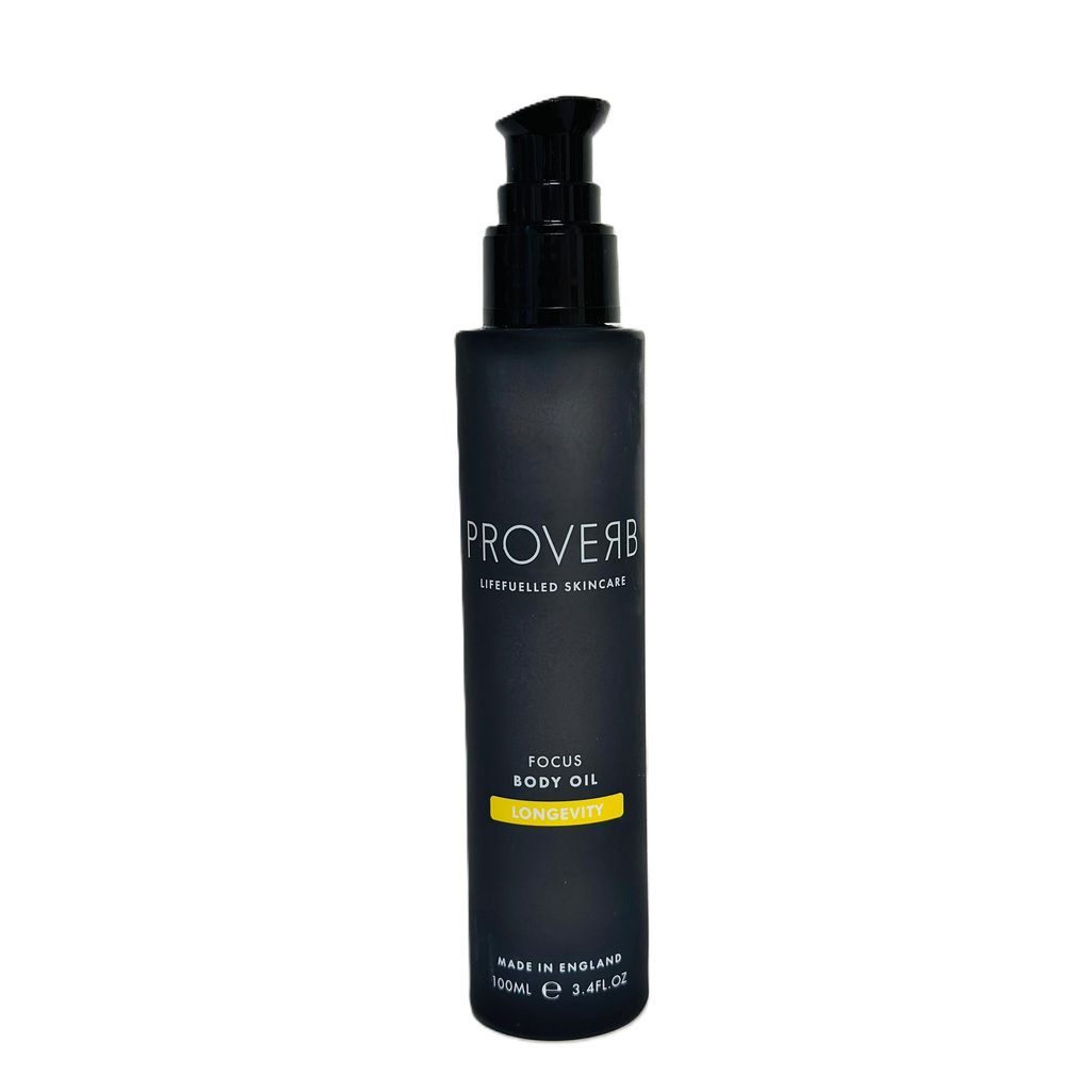 PROVERB LONGEVITY FOCUS BODY OIL – TĚLOVÝ MASÁŽNÍ OLEJ PROTI STRESU A NA HLUBOKOU RELAXACI